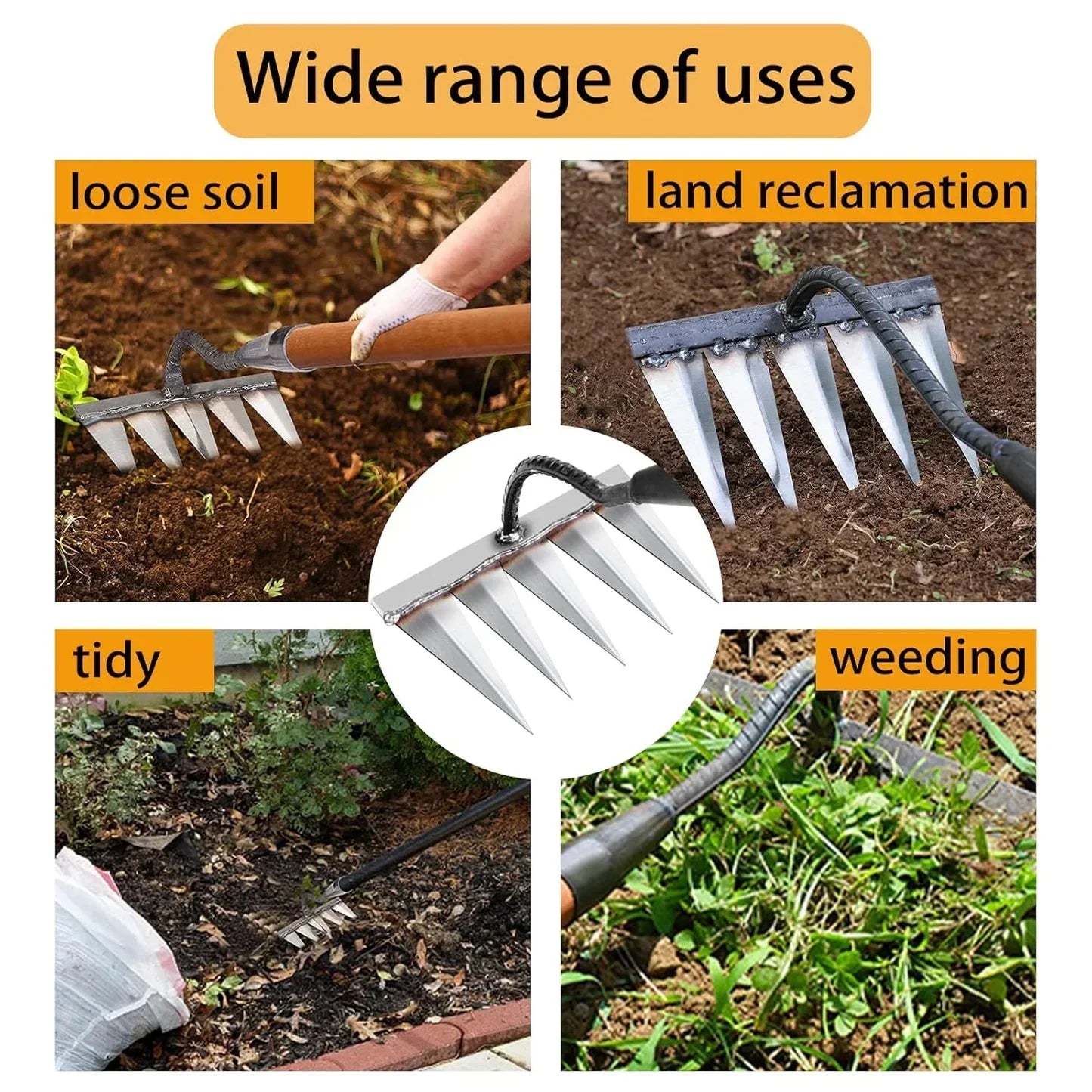6 Teeth Multifunctional Manganese Steel Garden/Agriculture Weeding Tool
